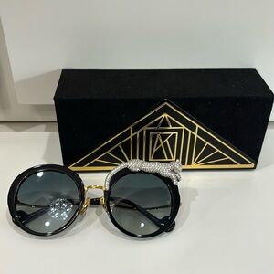 Anna-Karin Karlsson Rose et la Roue Round Crystal-Embellished Leopard Sunglasses